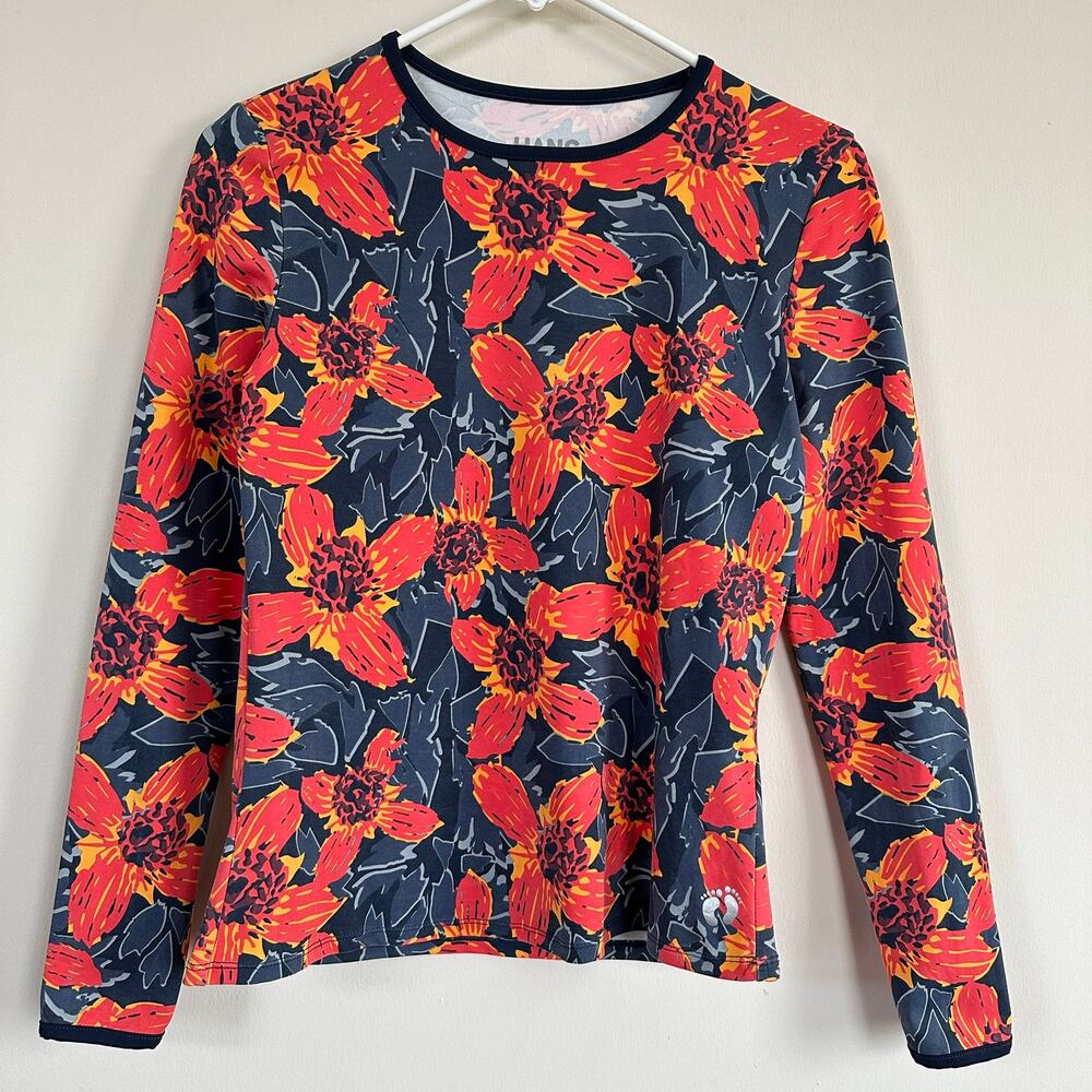 Hang Ten Rash Guard Womens XS Floral Long Sleeve UPF 50 Swim Top Surf Beach